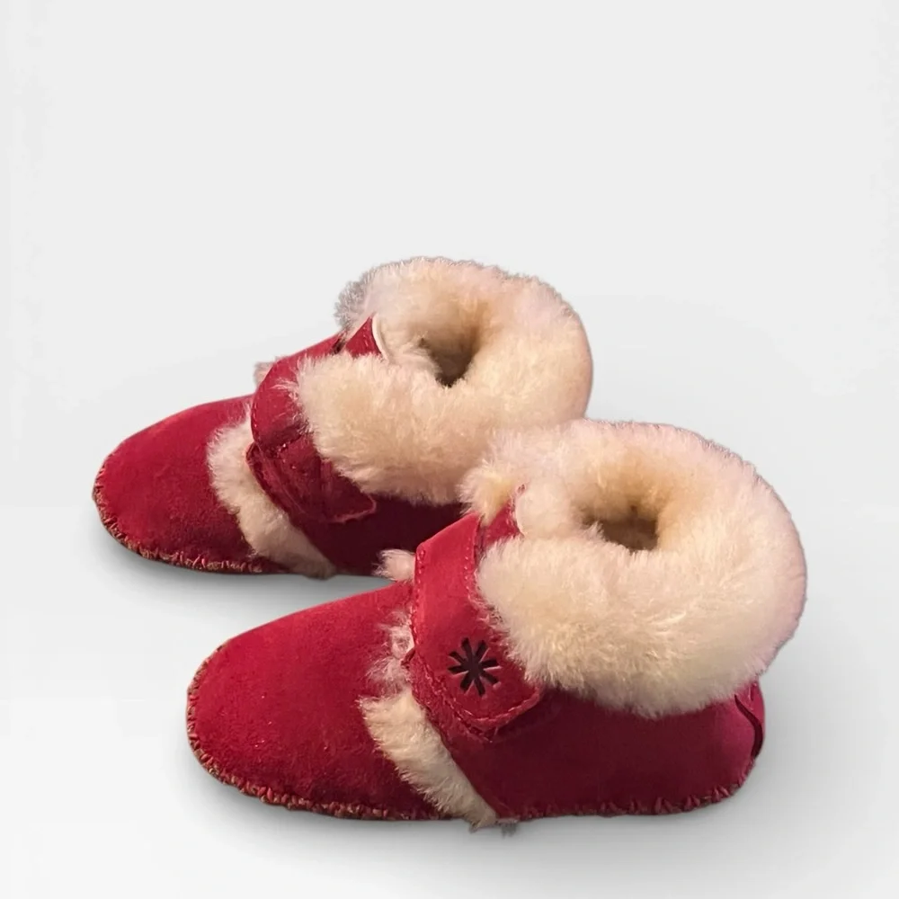 LL BEAN WICKED GOOD RED LAMB WOOL SUEDE WICKED GOOD SLIPPERS NWOT TODDLER 3-4